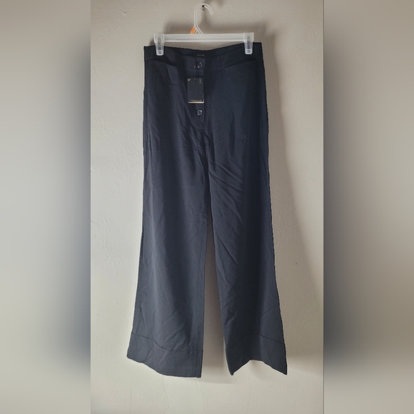 Womens Size 8 Massimo Dutti FULL LENGTH DARTED BLACK TROUSERS - Picture 1 of 7